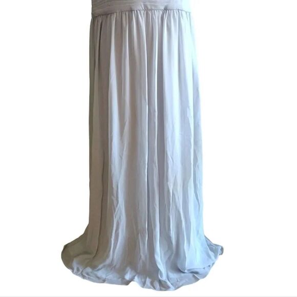 David's Bridal Grey High Neck Chiffon Formal Maxi Dress w/ Keyhole Plussize 16 - Picture 6 of 16